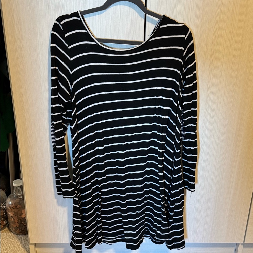 Anthropologie Black and White Striped Midi Dress